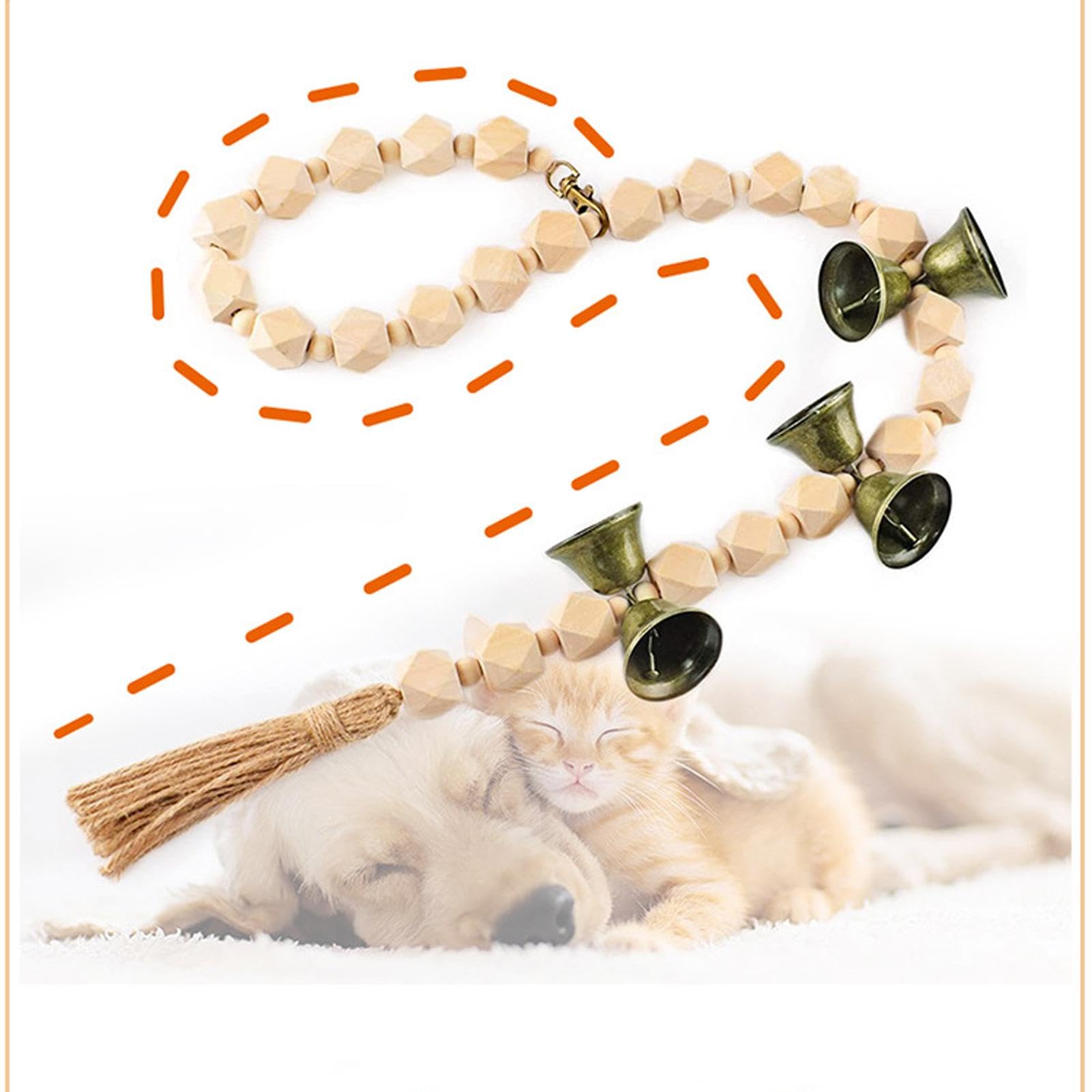 Pet Training - Cotton Rope for Pet Puppy Potty Training | Wooden Beads Decoration Puppy Pee Trainer Toilet Bell for Living Room, Bathroom