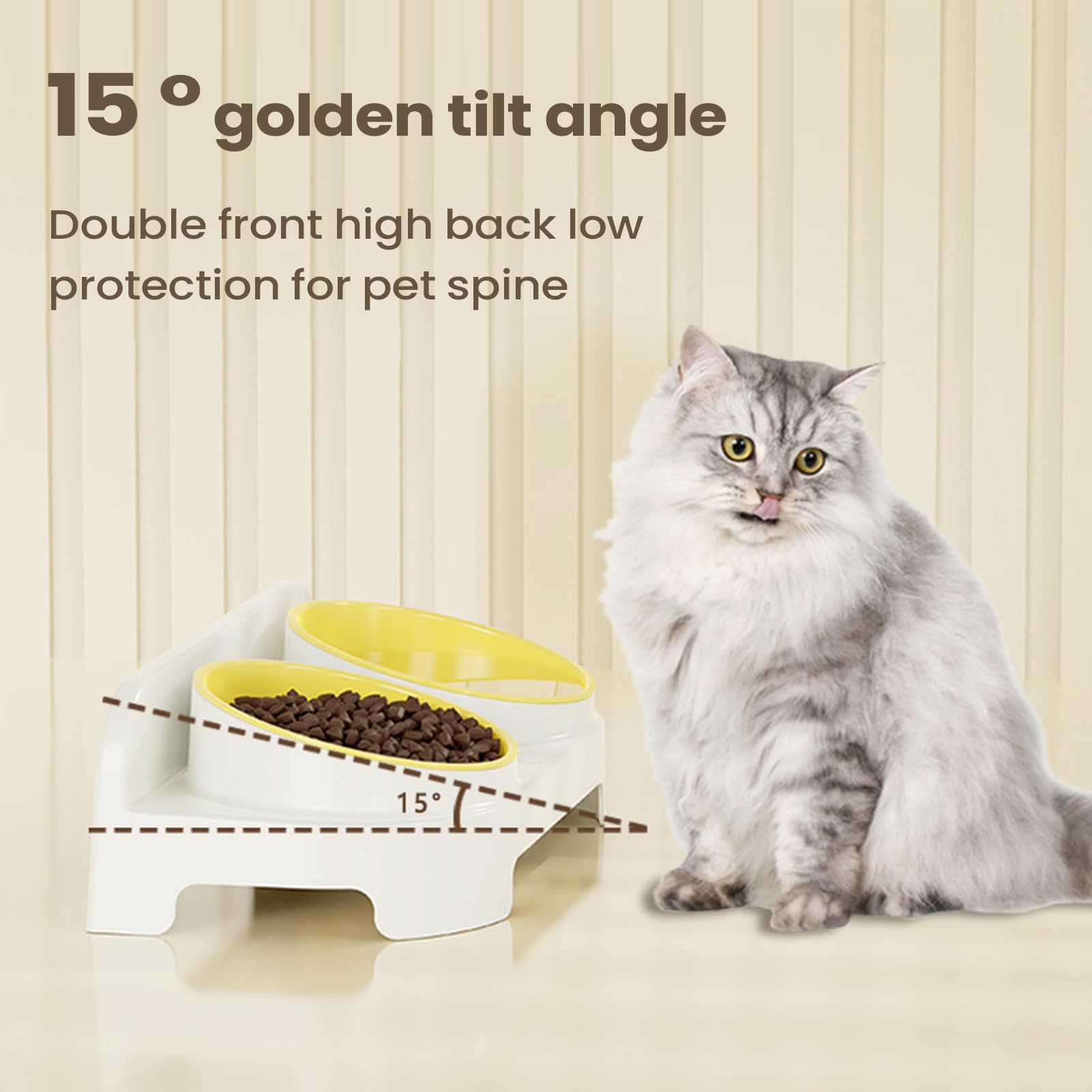 Cat Bowl with Adjustable Height - Anti Slip Tilt Water Supply with Non Slip Design Water Container, Dog Food Bowl Height Adjustable Cat Dish - Kitten Puppy Small Medium Large Pet Indoor Outdoor