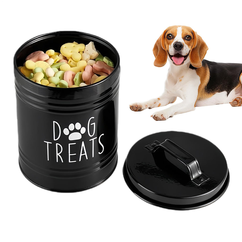 Dog Food | Metal Airtight Organizer Bin | Sealed Pet Food Storage features a strong metal build that handwith handle and lid | for Puppy Bird Feeding Snacks Treats Cabinet Counter