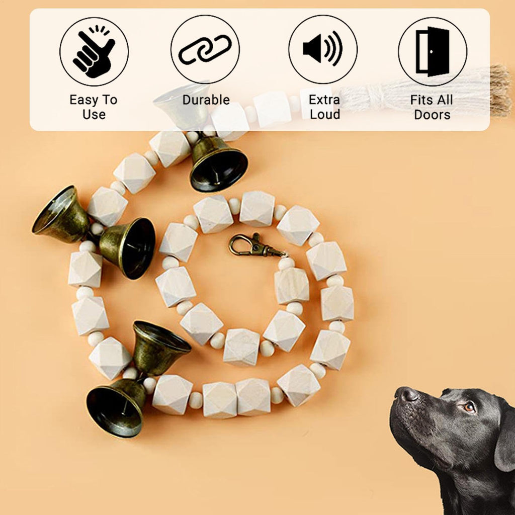 Pet Training - Cotton Rope for Pet Puppy Potty Training | Wooden Beads Decoration Puppy Pee Trainer Toilet Bell for Living Room, Bathroom