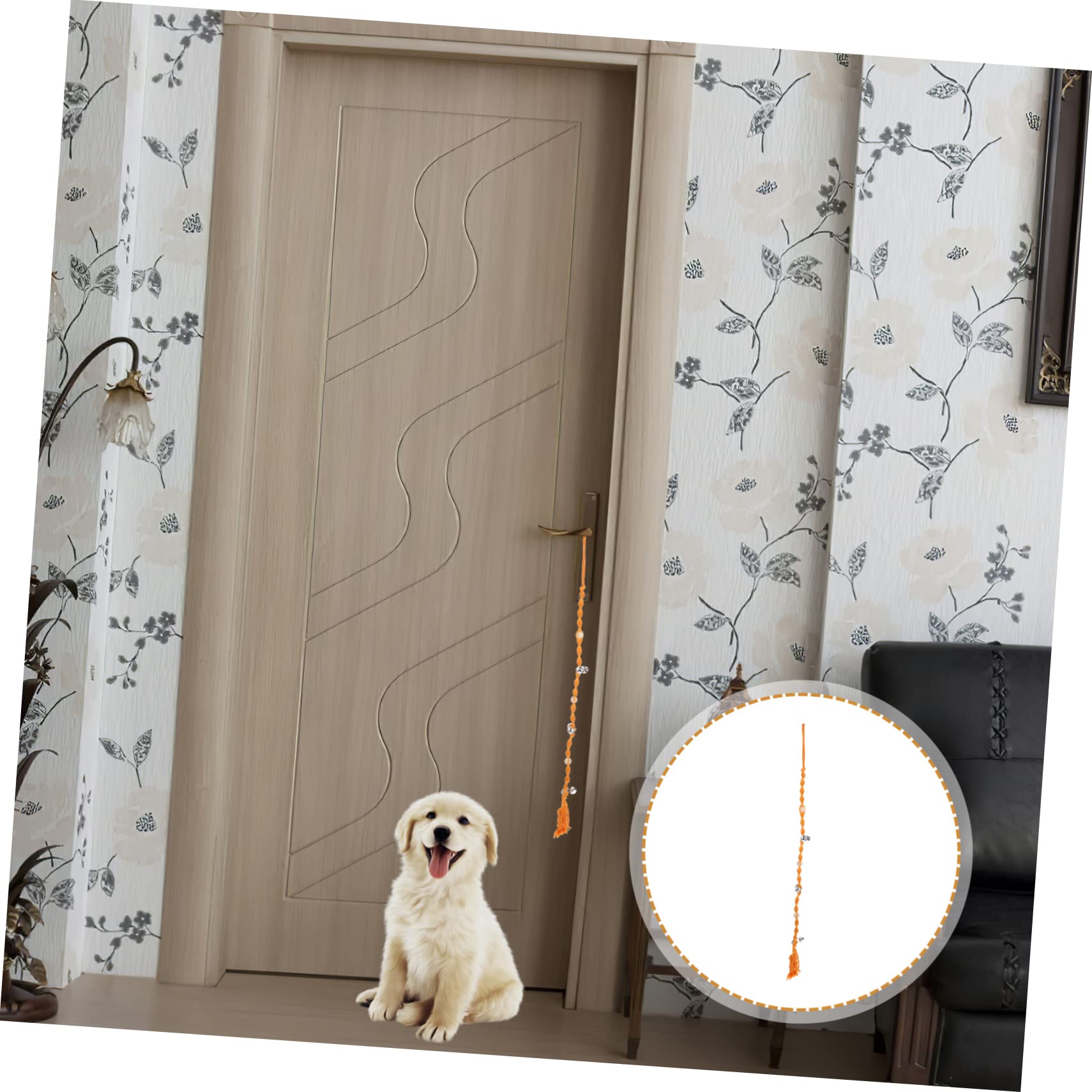 GALPADA Hanging Dog Doorbell for Pet Training Woven Material Household Dog Bell for Access Portable Design Delicate Pet Doorbell Accessory