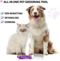 Detangling Pet Comb with Long & Short Stainless Steel Teeth for Removing Matted Fur, Knots & Tangles – Detangler Tool Accessories for Safe & Gentle DIY Dog & Cat Grooming (Grooming Comb)