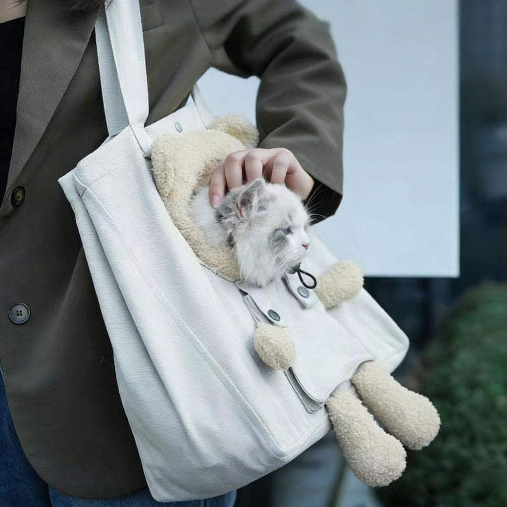 DOG CARRY BAG - Soft Pouch Made of Cute Canvas, Lightweight Pet Tratot Provides Comfort and Safety for Small Dogs | Handy Outdoor Accessory for Veterinarian Visits Grooming Car Airport