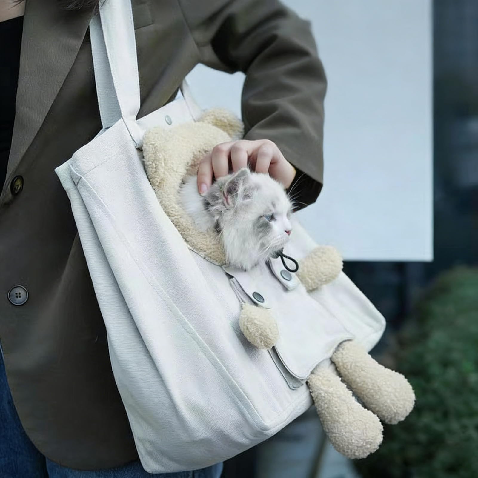 DOG CARRY BAG - Soft Pouch Made of Cute Canvas, Lightweight Pet Tratot Provides Comfort and Safety for Small Dogs | Handy Outdoor Accessory for Veterinarian Visits Grooming Car Airport