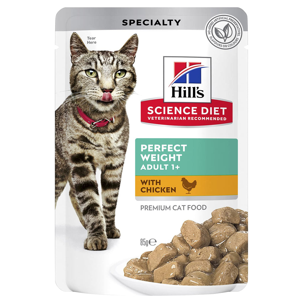 Hill's Science Diet Adult Wet Cat Food, Perfect Weight Chicken, 85g, 12 Pack, Cat Food Pouches