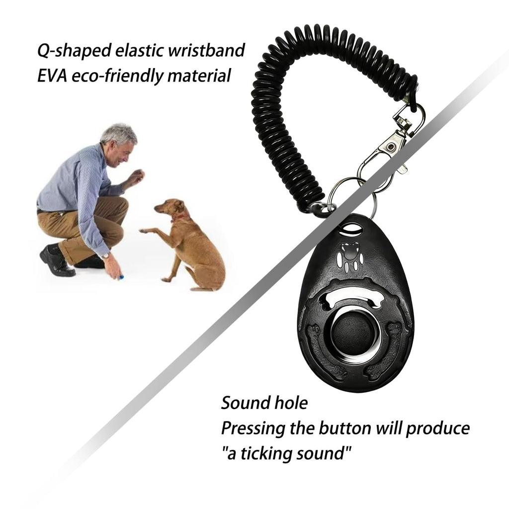 2 Pack Dog Training Clicker with Wrist Strap, Pet Clicker for Dog Cat Puppy Training, Loud Clear Sound, Easy Press Button, Durable ABS Plastic Clickers (Black & Pink)