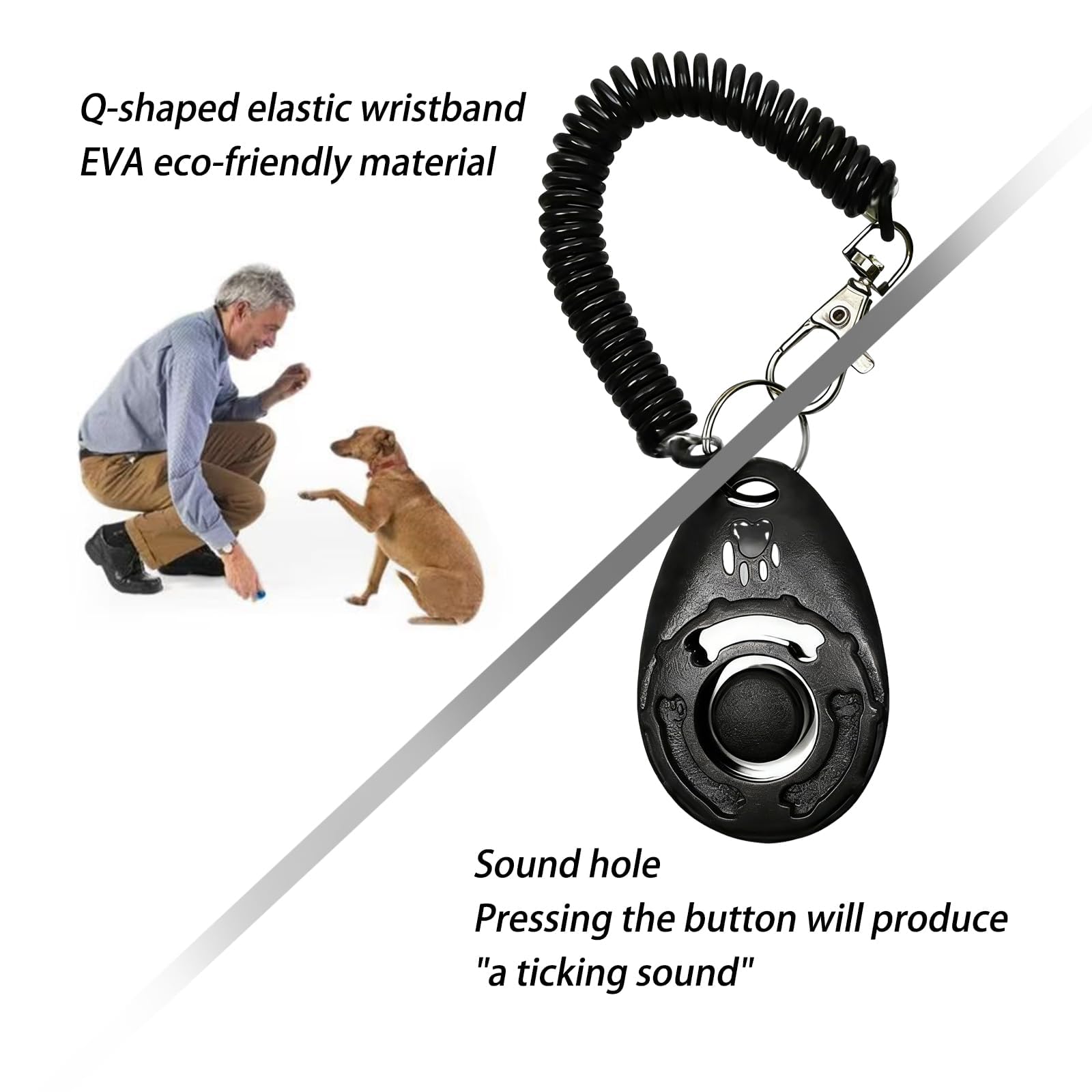 2 Pack Dog Training Clicker with Wrist Strap, Pet Clicker for Dog Cat Puppy Training, Loud Clear Sound, Easy Press Button, Durable ABS Plastic Clickers (Black & Pink)