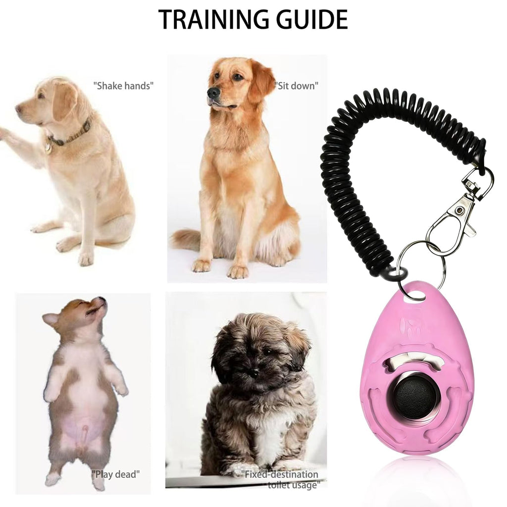 2 Pack Dog Training Clicker with Wrist Strap, Pet Clicker for Dog Cat Puppy Training, Loud Clear Sound, Easy Press Button, Durable ABS Plastic Clickers (Black & Pink)