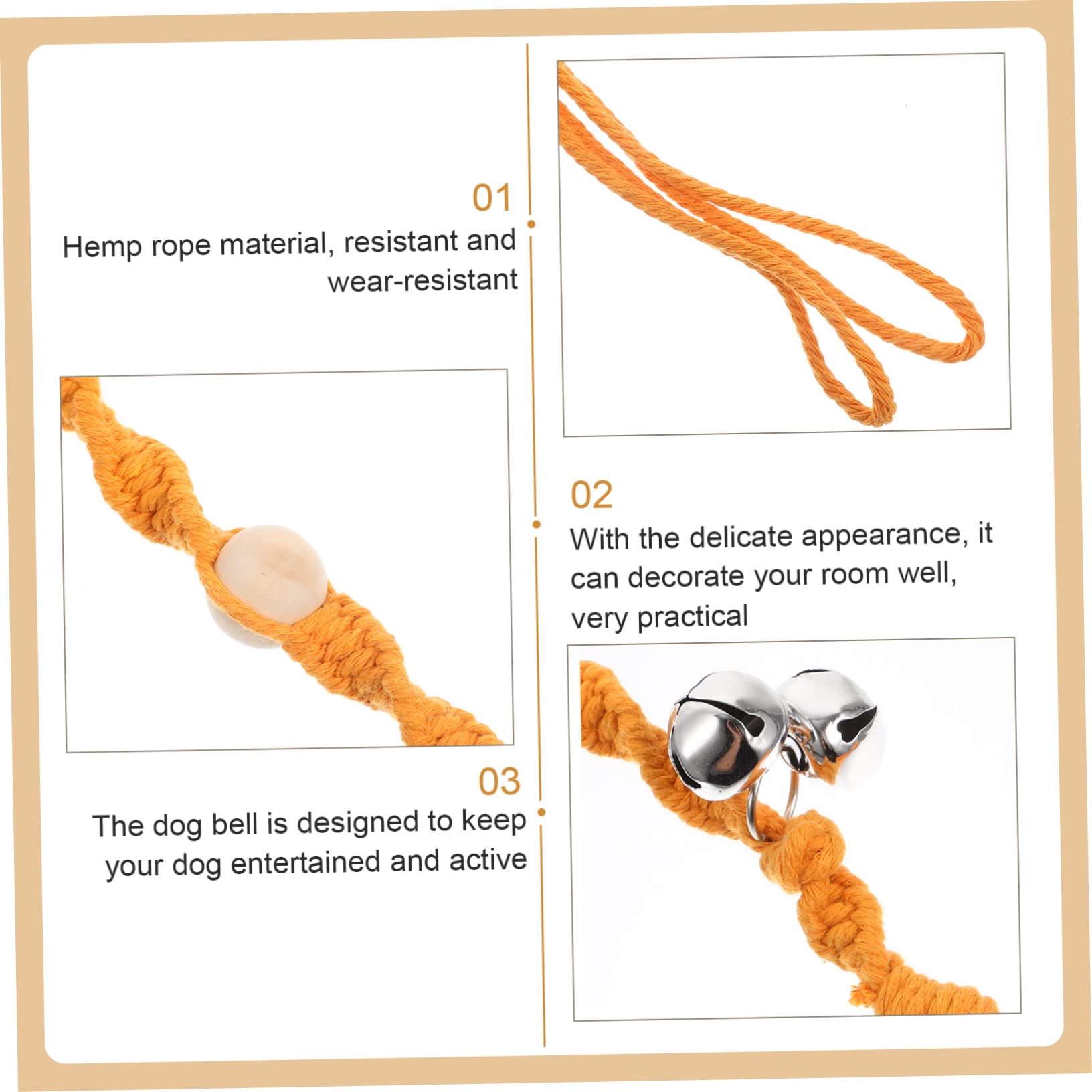GALPADA Hanging Dog Doorbell for Pet Training Woven Material Household Dog Bell for Access Portable Design Delicate Pet Doorbell Accessory