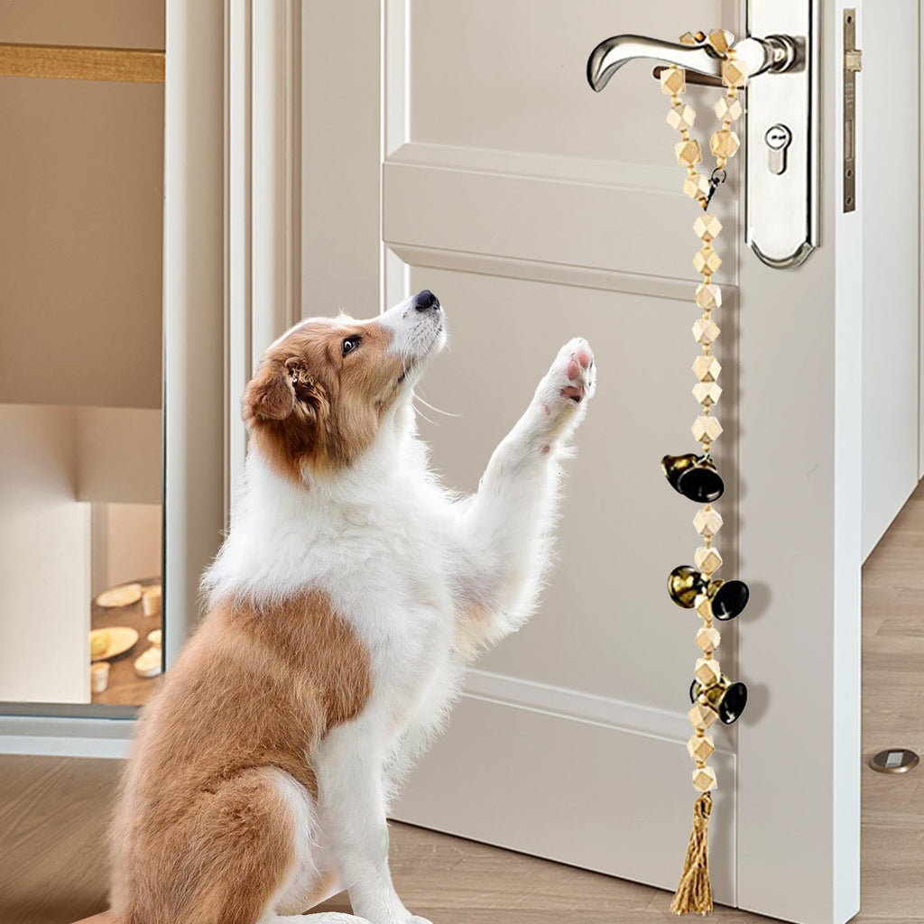 Pet Training - Cotton Rope for Pet Puppy Potty Training | Wooden Beads Decoration Puppy Pee Trainer Toilet Bell for Living Room, Bathroom