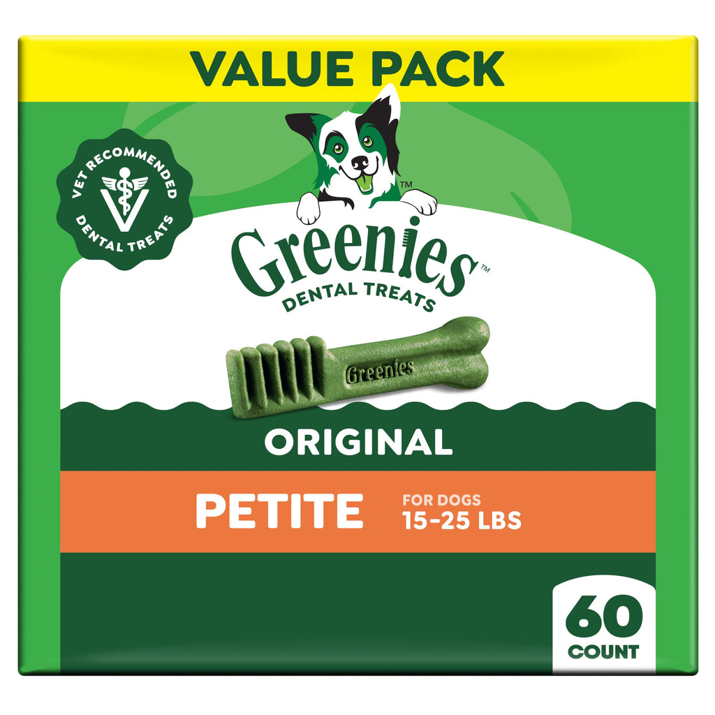 GREENIES Canine Dental Dog Treats Original Petite 60 Chews Value Pack 1.02Kg