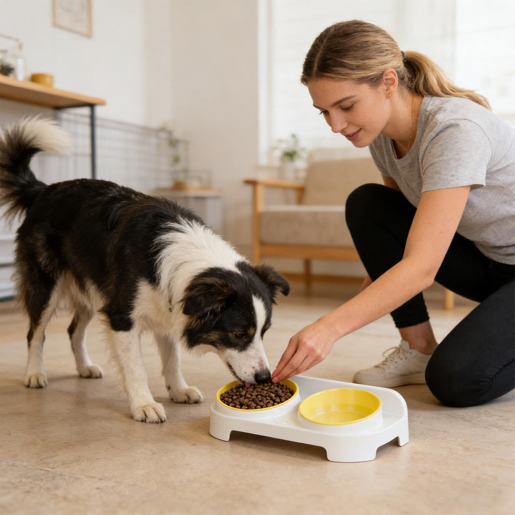 Cat Bowl with Adjustable Height - Anti Slip Tilt Water Supply with Non Slip Design Water Container, Dog Food Bowl Height Adjustable Cat Dish - Kitten Puppy Small Medium Large Pet Indoor Outdoor