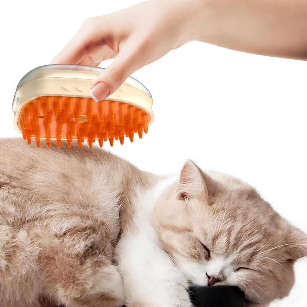 5-in-1 Pet Steam Brush for Cats & Dogs - 3.0 Upgraded Cool Mist Spray & Blue Light Care - Rechargeable Deshedding & Massage Tool - Gentle Deep Cleaning for Short & Long Hair - Stress-Free Home Pet Spa