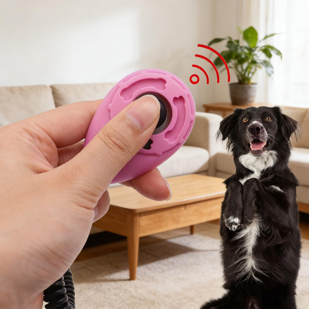 2 Pack Dog Training Clicker with Wrist Strap, Pet Clicker for Dog Cat Puppy Training, Loud Clear Sound, Easy Press Button, Durable ABS Plastic Clickers (Black & Pink)