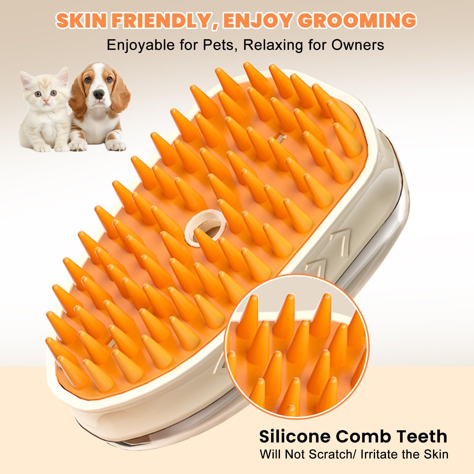 5-in-1 Pet Steam Brush for Cats & Dogs - 3.0 Upgraded Cool Mist Spray & Blue Light Care - Rechargeable Deshedding & Massage Tool - Gentle Deep Cleaning for Short & Long Hair - Stress-Free Home Pet Spa