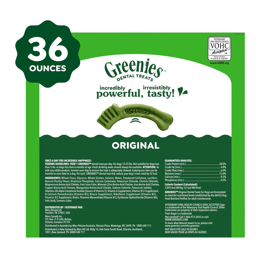 GREENIES Canine Dental Dog Treats Original Petite 60 Chews Value Pack 1.02Kg