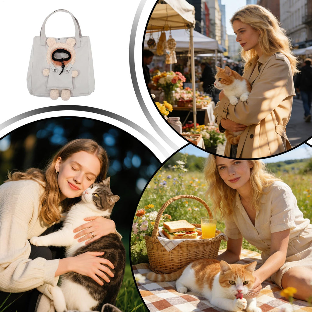 DOG CARRY BAG - Soft Pouch Made of Cute Canvas, Lightweight Pet Tratot Provides Comfort and Safety for Small Dogs | Handy Outdoor Accessory for Veterinarian Visits Grooming Car Airport