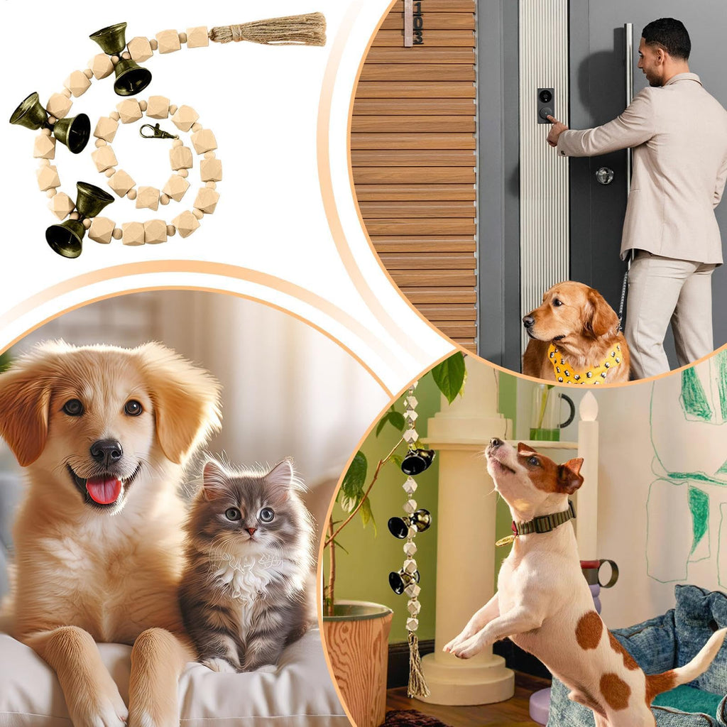 Pet Training - Cotton Rope for Pet Puppy Potty Training | Wooden Beads Decoration Puppy Pee Trainer Toilet Bell for Living Room, Bathroom
